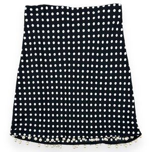 Courtyard LA Layla Black & White Polka Dot Mini Skirt with Lace Trim